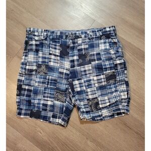 Polo Ralph Lauren Madras Patchwork Shorts Mens 38 Blue Bermuda Preppy